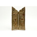 18th Cent. Russian diptych, a travel iconostasis with brass rizza's with certificate