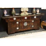 antique Chinese Qing period sideboard in lacquered wood with a nice reddish patina