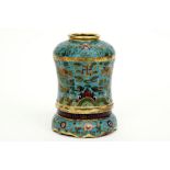 Chinese cloisonné brush pot with a decor with two dragons - marked