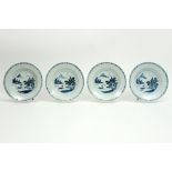series of four 18th Cent. Chinese plates in porcelain with a blue-white landscape decor