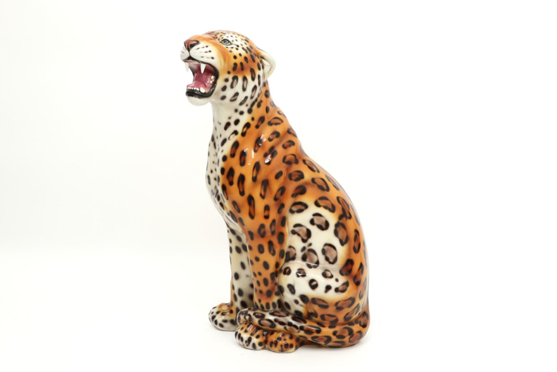fifties'/sxties' Italian "Sitting leopard" sculpture in ceramic