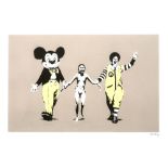 numbered Banksy print with embossing stamp