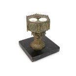 antique French gothic revival inkstand (with its original sand caster) in bronze on a marble base
