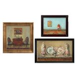 three 20th Cent. Belgian oil on panel - each with monogram G C