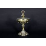 antique lidded chalice in marked gilded silver