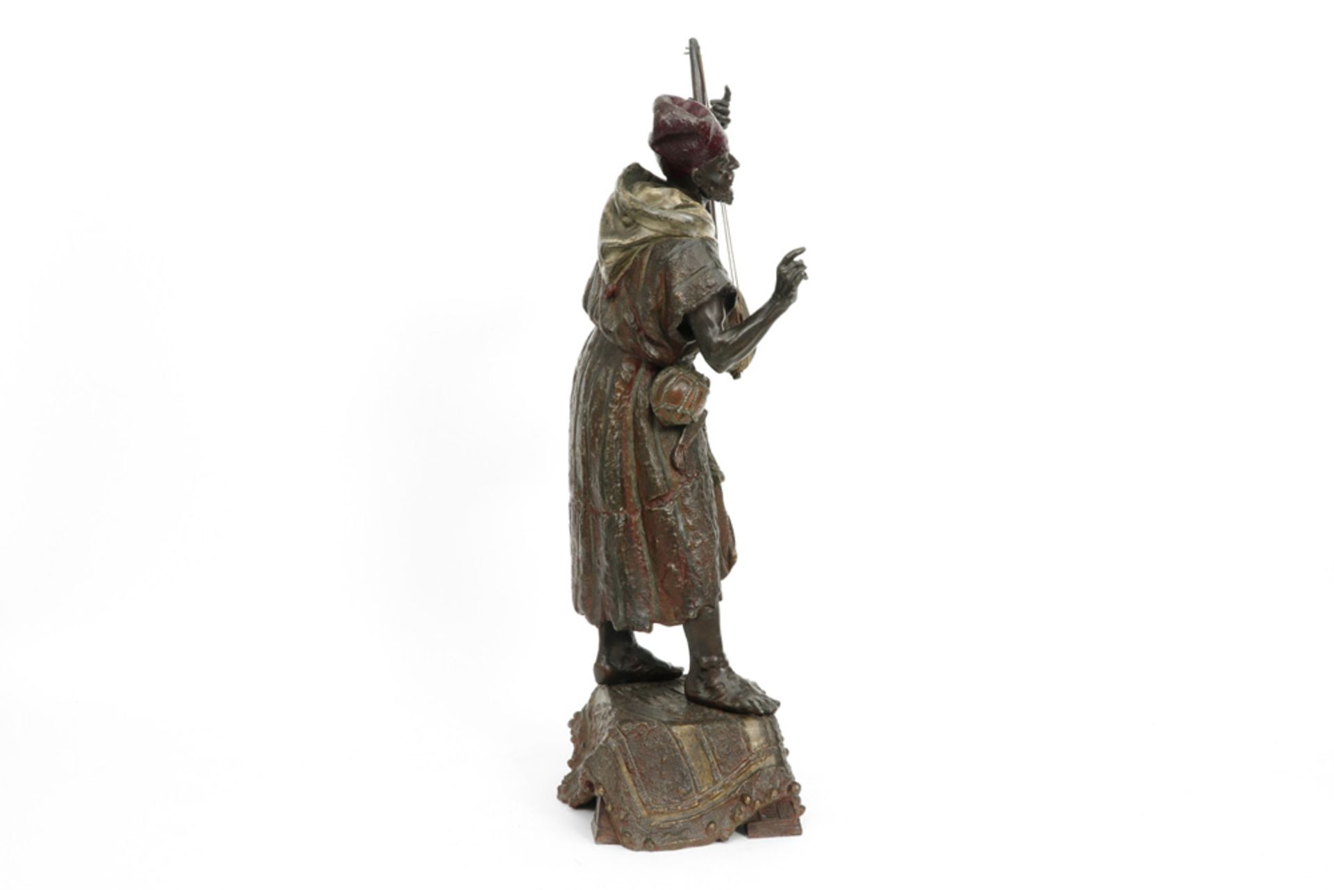 antique orientalist style sculpture in partially coldpainted metal  - Image 4 of 4