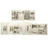 several unframed prints with depicitons concerning cabinet making