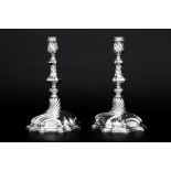 pair of antique, presumably Austrian-Hungarian baroque style candlesticks in silver marked with "13"