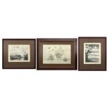 two etchings and a Vanitas drawing from the 20th Cent. Belgian Roger De Mulder - signed