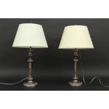 pair of antique "Sheffield" candlesticks made into lamps