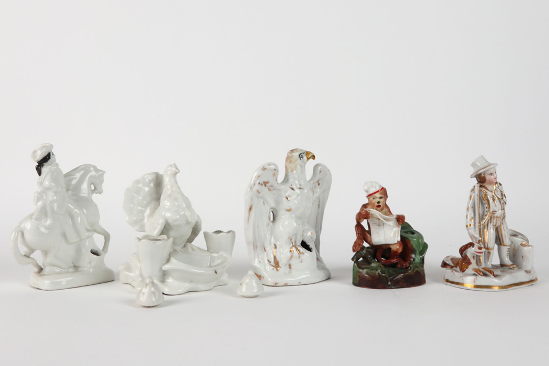 five antique inkstands in porcelain, each depicting an animal - Image 2 of 2