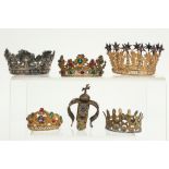 several crown for Saint figures in vermeil and silver