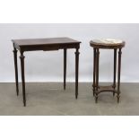 two small neoclassical tables, one with marble top