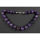 vintage necklace with facetted amethyst beads and a silver lock