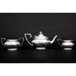 antique neoclassical English 3pc teaset in James Charles Jay signed and marked silver