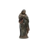 antique European "Madonna" sculpture in polychromed pewter (or lead)