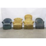 four 19th Cent. armchairs with typical Louis Philppe style legs