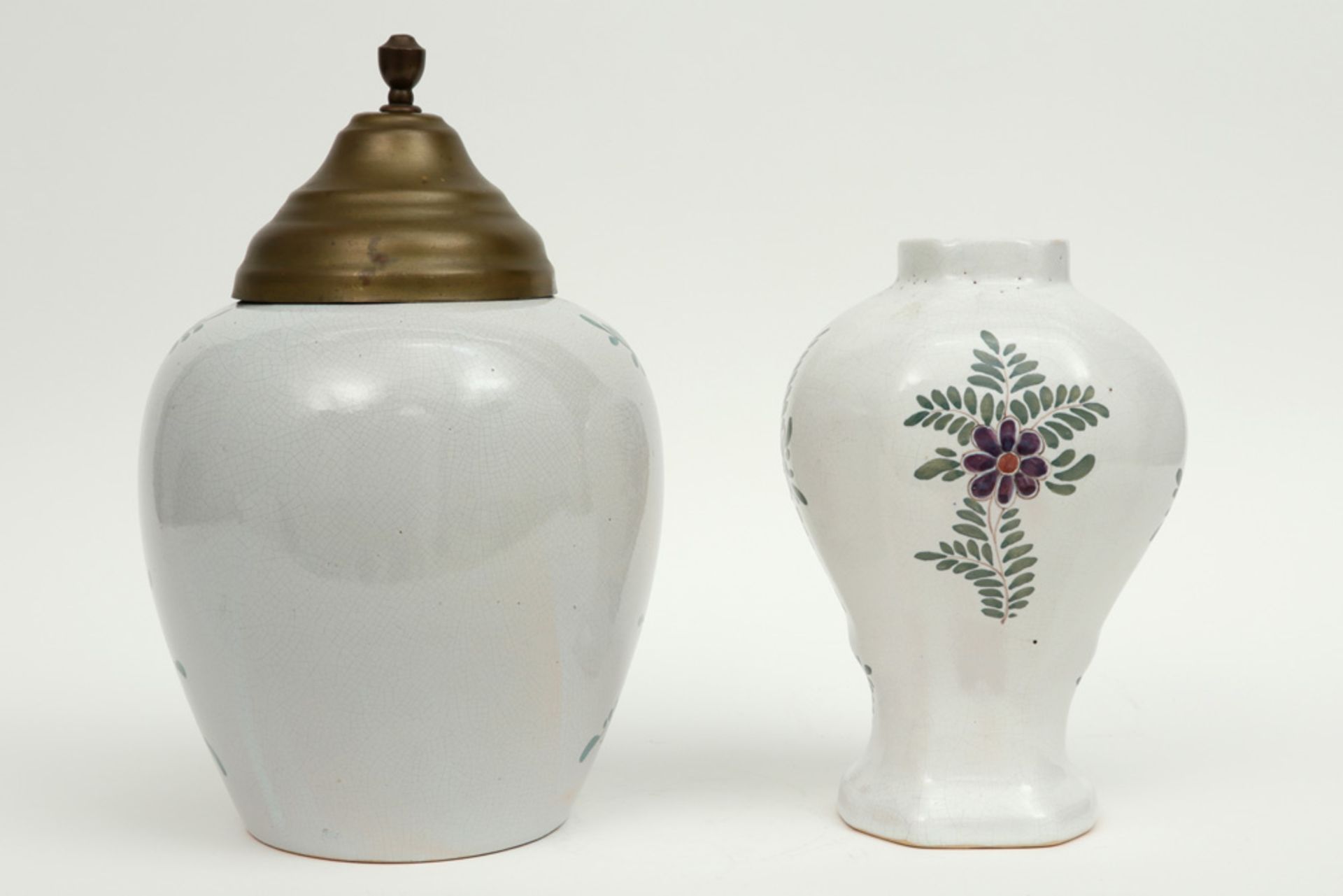vase and tobacco jar in marked ceramic from Delft with a polychrome decor - Image 2 of 5