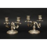 pair of Louis XV style candelabra in silverplated bronze