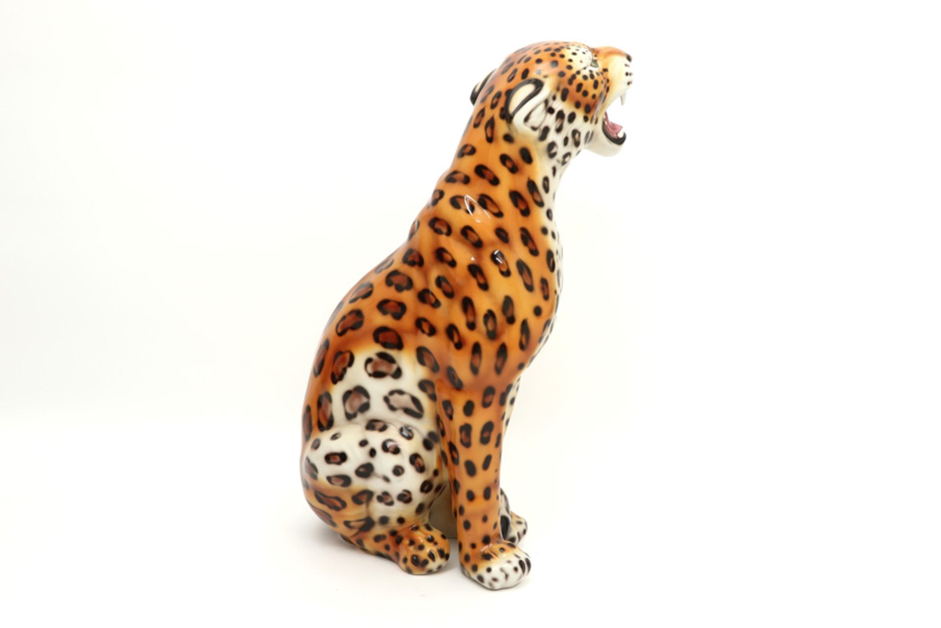 fifties'/sxties' Italian "Sitting leopard" sculpture in ceramic - Bild 2 aus 5