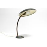 sixties' UFO design desk lamp in brass and lacquered metal