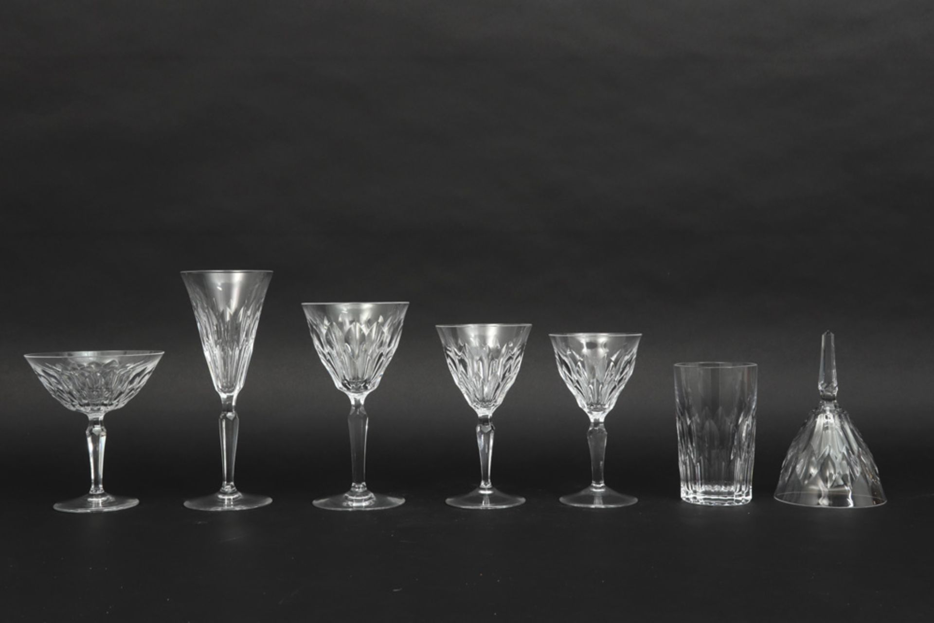 set of 74 glasses in marked clear crystal-glass