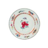 18th Cent. Chinese dish in porcelain with a 'Famille Rose' flowers decor