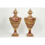 pair of antique quite big neoclassical cassolet-vases in marble and gilded bronze