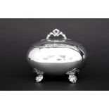antique oval lidded Austrian-Hungarian biscuit box in "12" marked silver