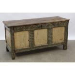 18th Cent. English chest in oak with later polychromy