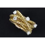 fashionable ring in pink gold (18 carat) with ca 0,90 carat of high quality brilliant cut diamonds