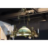 antique so-called "lampe belge" (Belgian chandelier) in brass