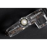 antique bracelet in pink gold (18 carat) with rose cut diamonds and a pearl