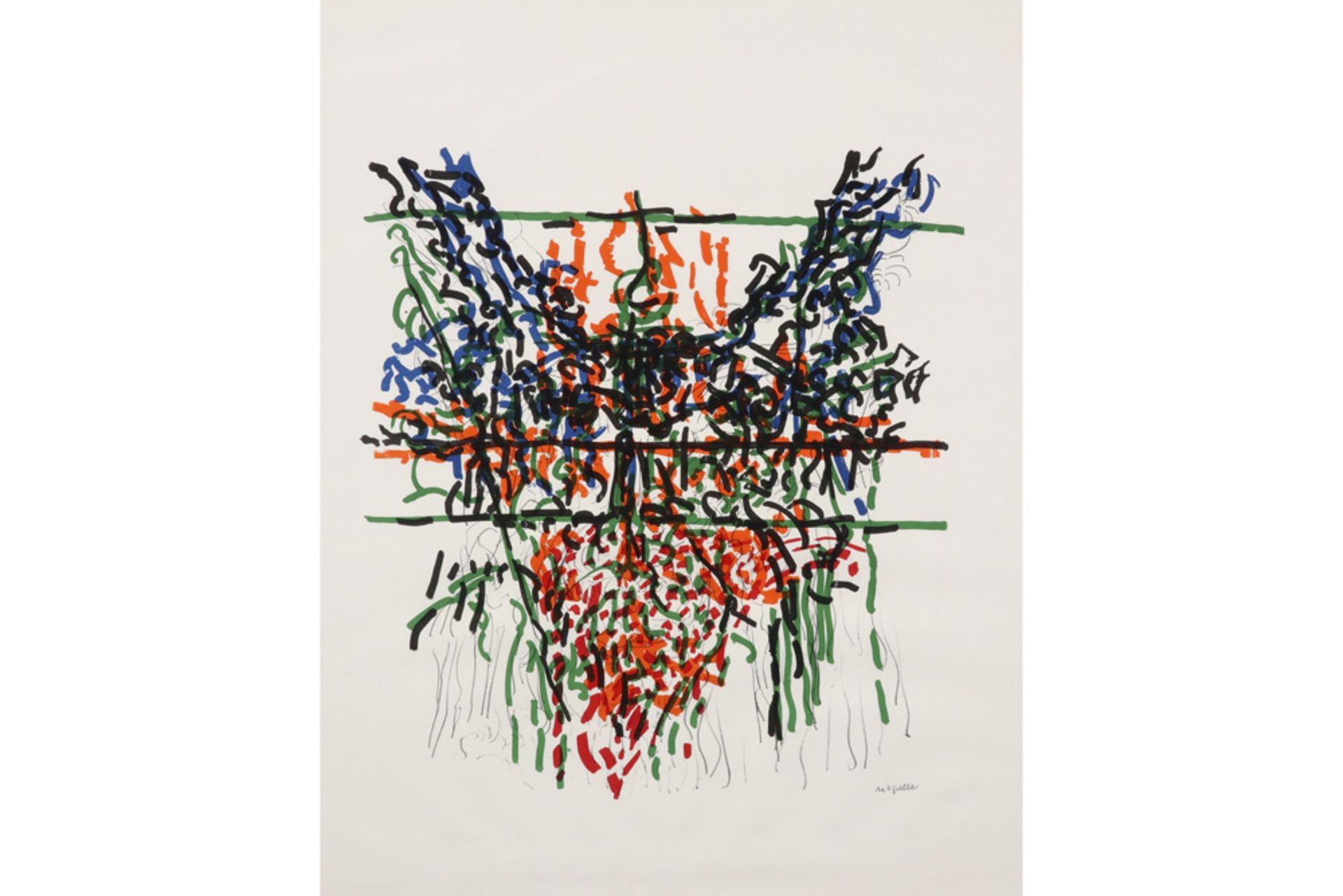 Jean-Paul Riopelle signed lithograph printed in colors for expositions in Milan and Charleroi || - Image 2 of 3