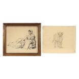 two 19th Cent. pencil drawings - one signed Eugene Verboeckhove ||VERBOECKHOVE EUGENE (1798/99 -