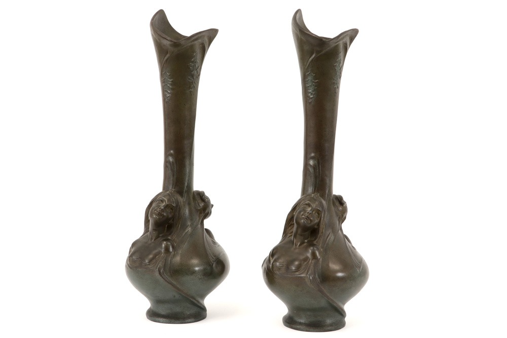 pair of Eugène Siberdt signed typical Art Nouveau vases in pexter ||SIBERDT EUGENE (1851 - 1931) - Bild 3 aus 6