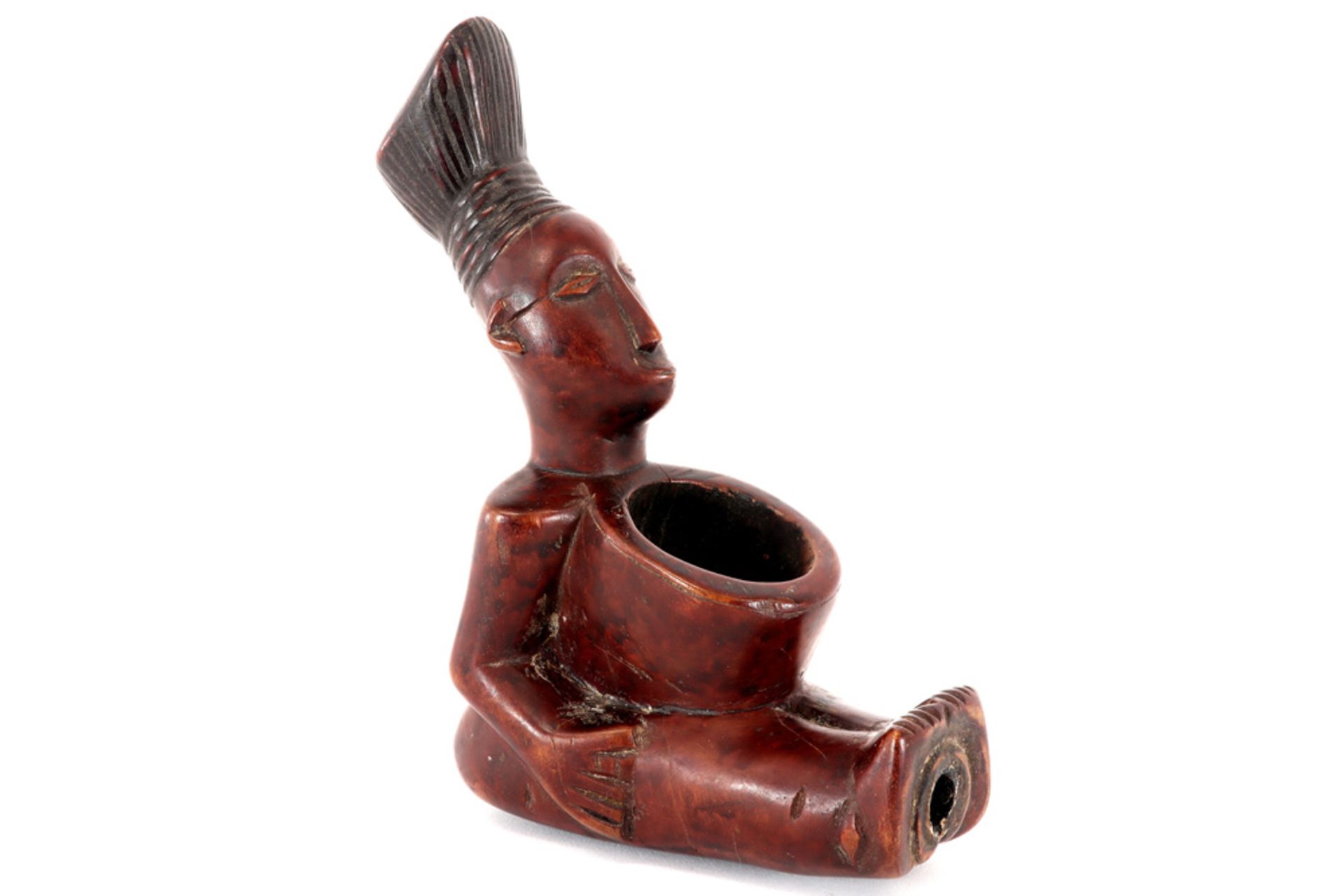 pres-1950's Congolese finely carved Mangbetu pipe bowl ||AFRIKA - KONGO - van voor 1950 fijngesneden - Image 4 of 4