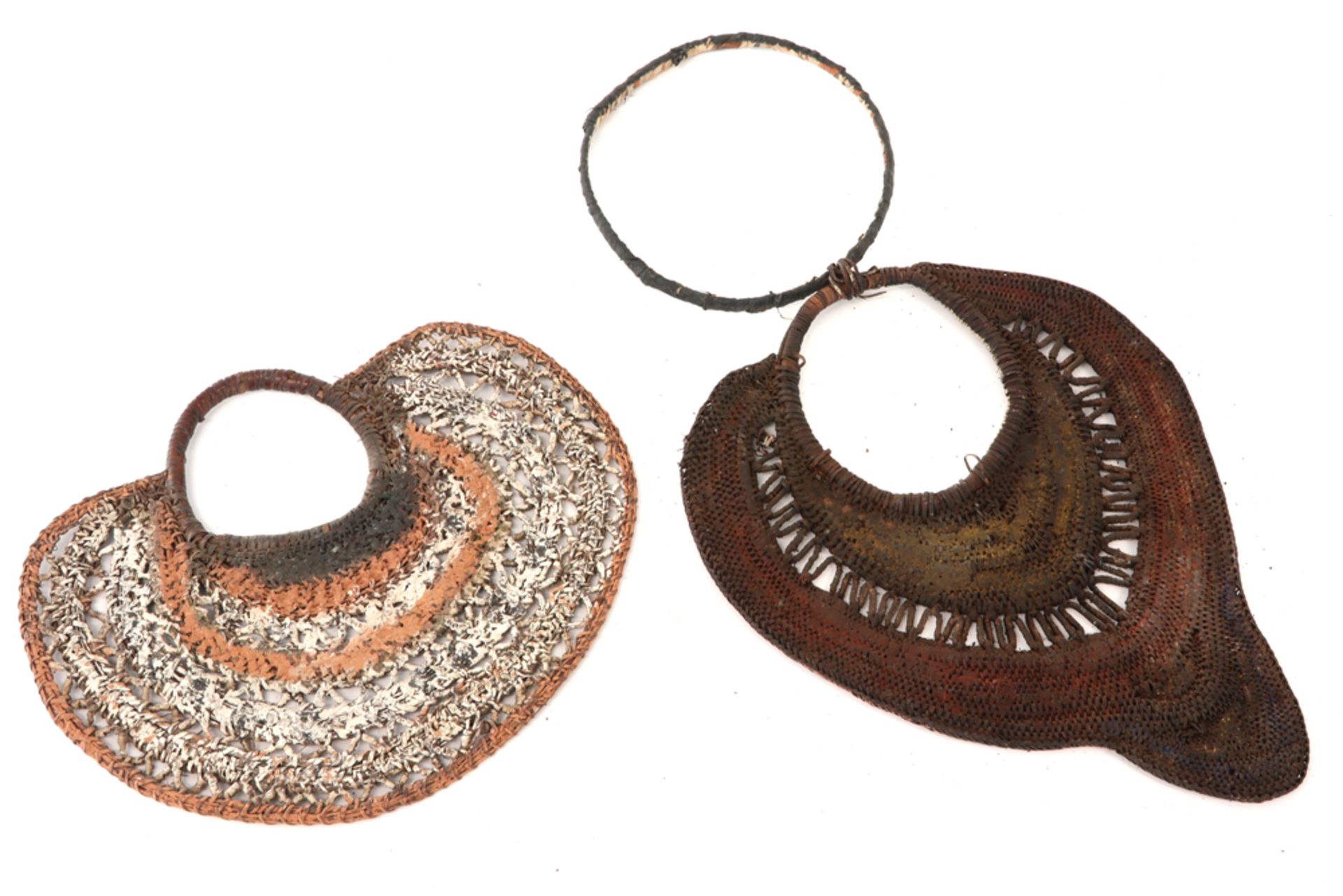 two Papua New Guinea Sepik masks in basketry, one from the Maprik- and one from the Wosera regio || - Image 2 of 2