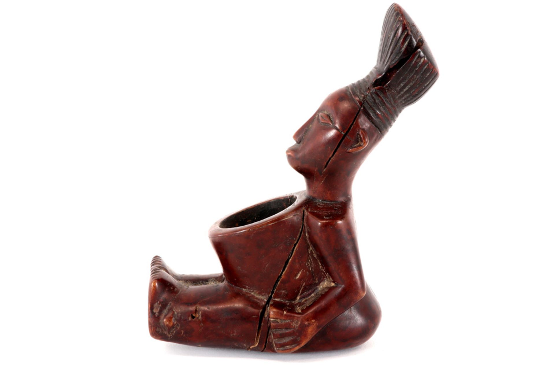 pres-1950's Congolese finely carved Mangbetu pipe bowl ||AFRIKA - KONGO - van voor 1950 fijngesneden - Image 2 of 4