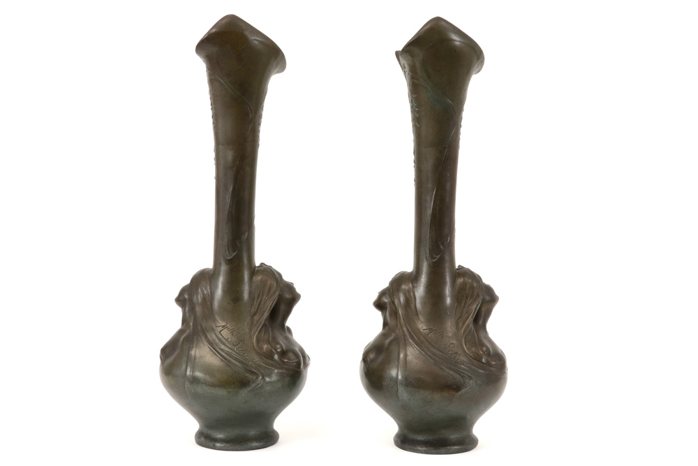 pair of Eugène Siberdt signed typical Art Nouveau vases in pexter ||SIBERDT EUGENE (1851 - 1931) - Bild 4 aus 6