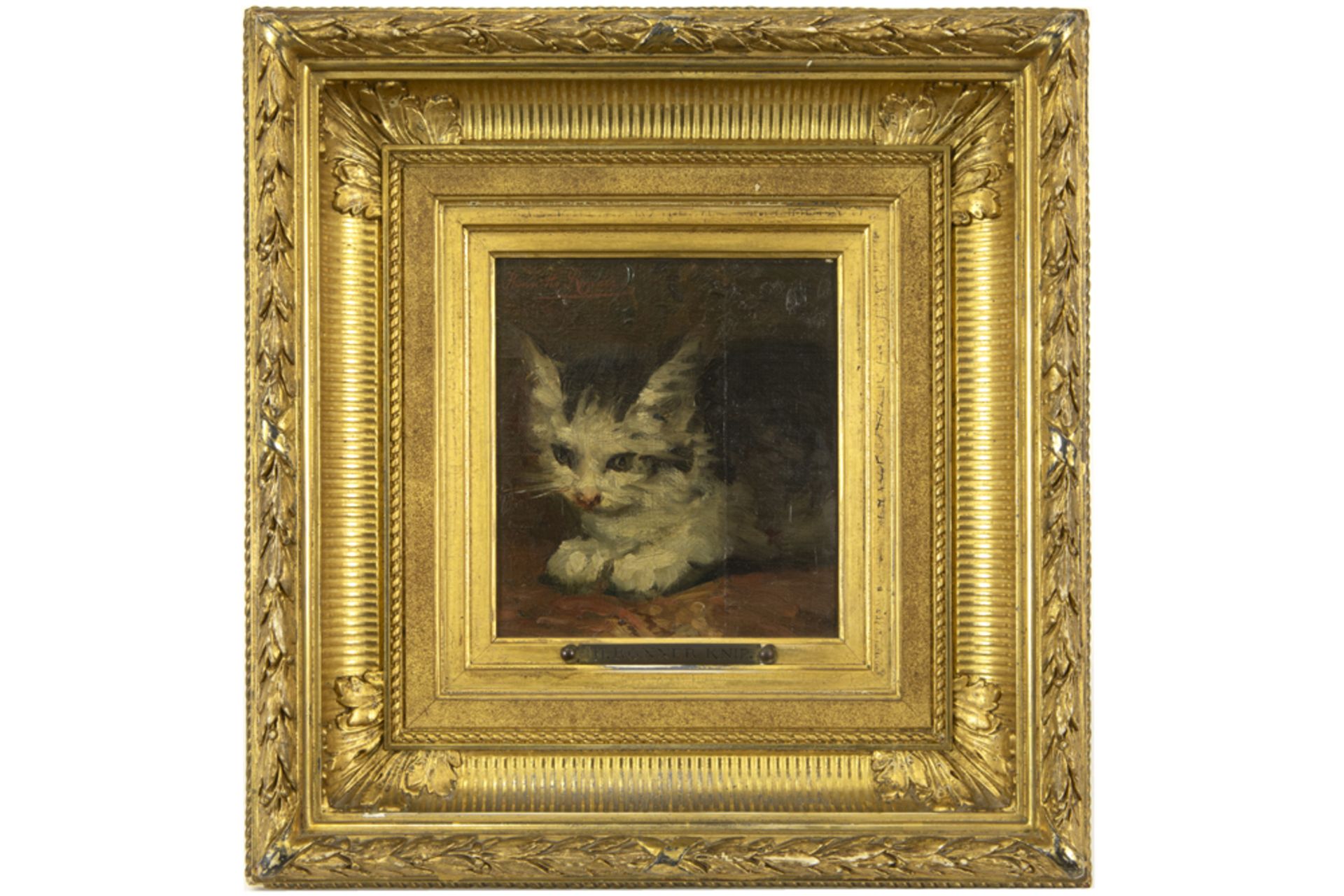 Henriette Ronner signed oil on canvas (on panel) with a typical kitten ||RONNER HENRIETTE (1821 - - Image 3 of 4