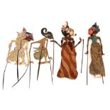 four Indonesian shade theater puppets ||Collectie van 4 Indonesische schaduwpoppen