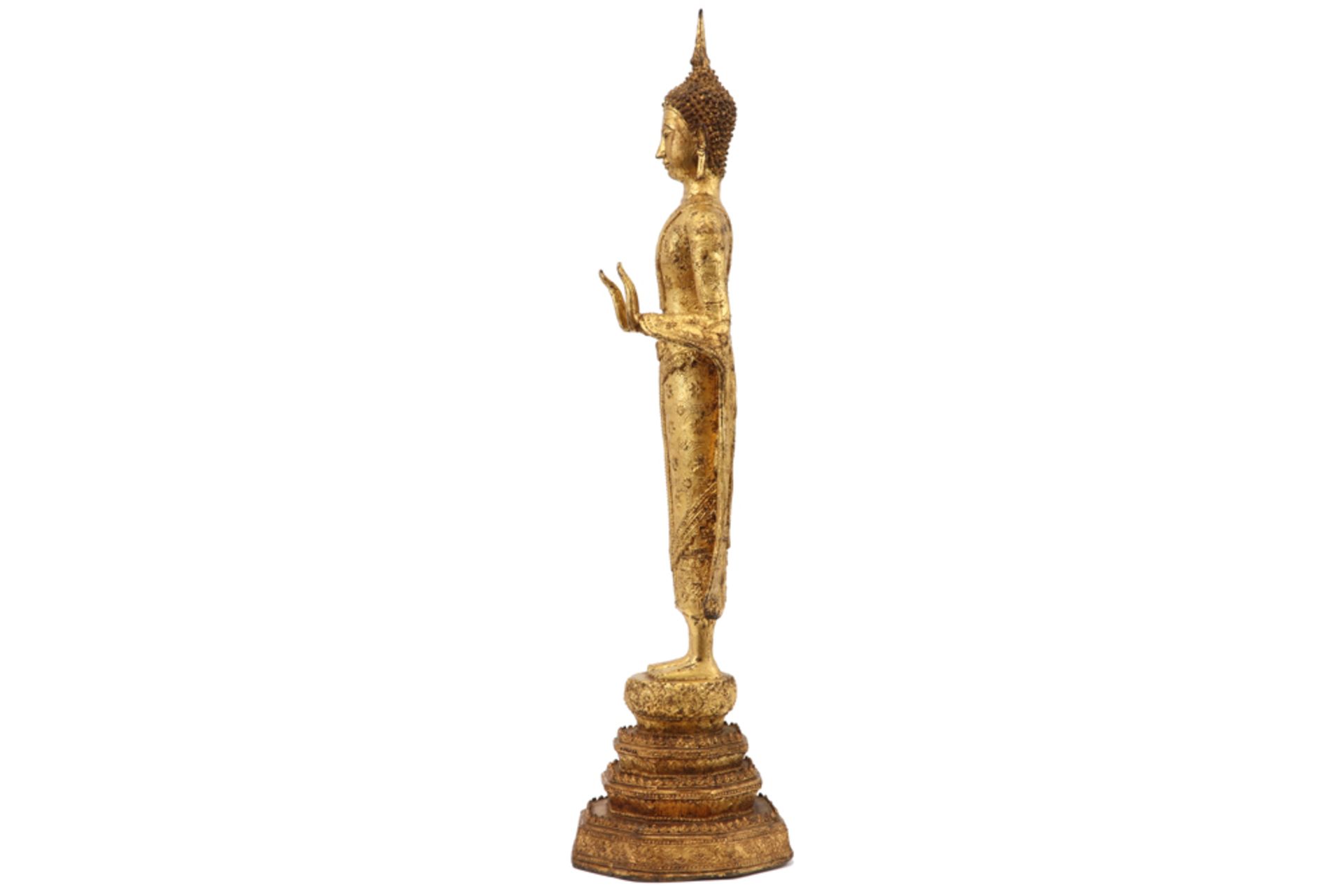 antique Siamese Ratanakossin period "Buddha" sculpture in gilded bronze ||THAILAND - RATANAKOSSIN- - Image 4 of 5