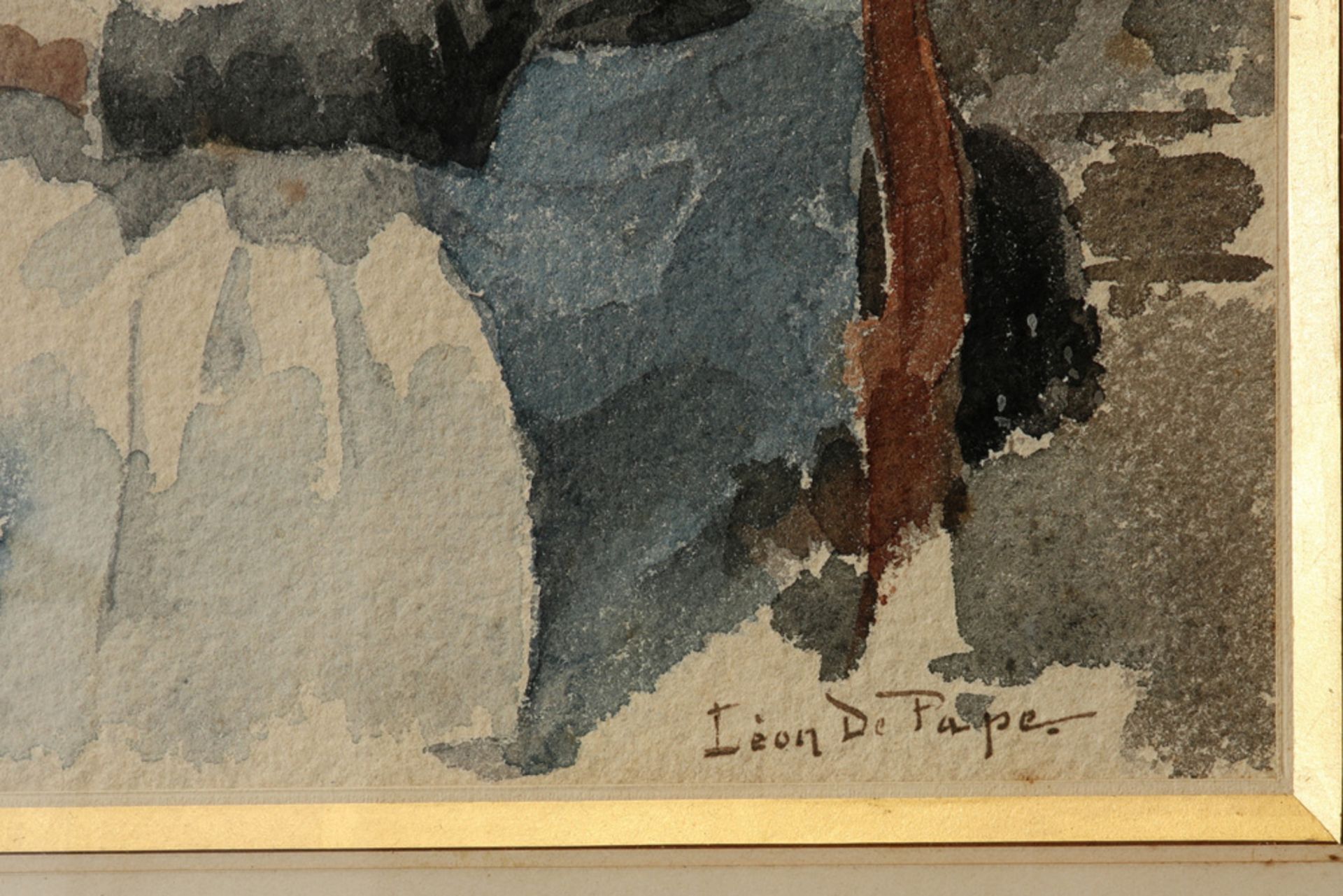 19th Cent. Belgian aquarelle - signed Leon De Pape ||DE PAPE LEON (1852 - 1890) aquarel : " - Bild 2 aus 3