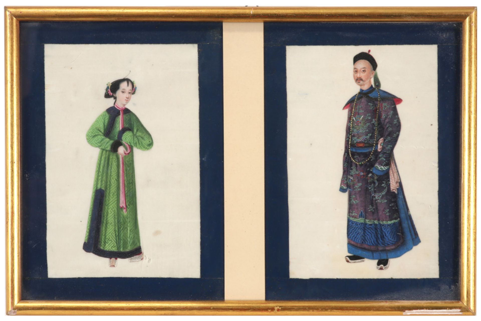 two pairs of 19th Cent. Chinese paintings - framed in pairs ||Twee paar ingekaderde negentiende - Bild 3 aus 3