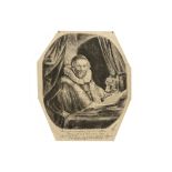 antique Rembrandt van Rijn plate signed etching with a portrait ||VAN RIJN REMBRANDT (1606 - 1669)