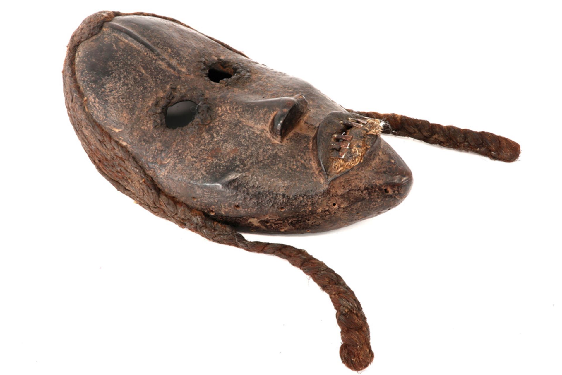 quite exceptional pre-1950's African Ivory Coast Guneye Ge Dan mask in wood, metal, goat's hair, ... - Image 2 of 3