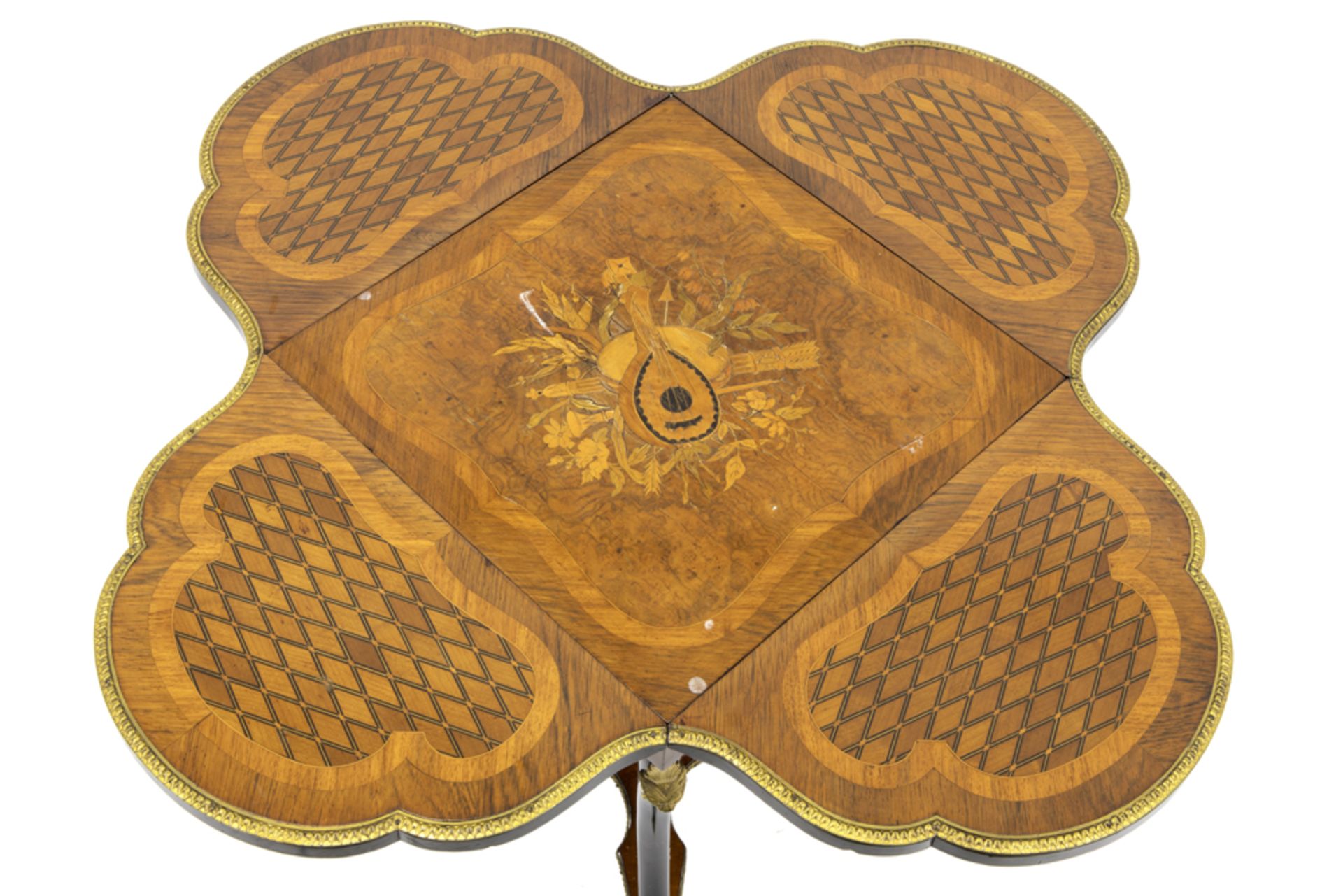 19th Cent. neoclassical Napoleon III occasional table in marquetry and ebonised wood and with - Bild 3 aus 3