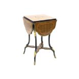 19th Cent. neoclassical Napoleon III occasional table in marquetry and ebonised wood and with