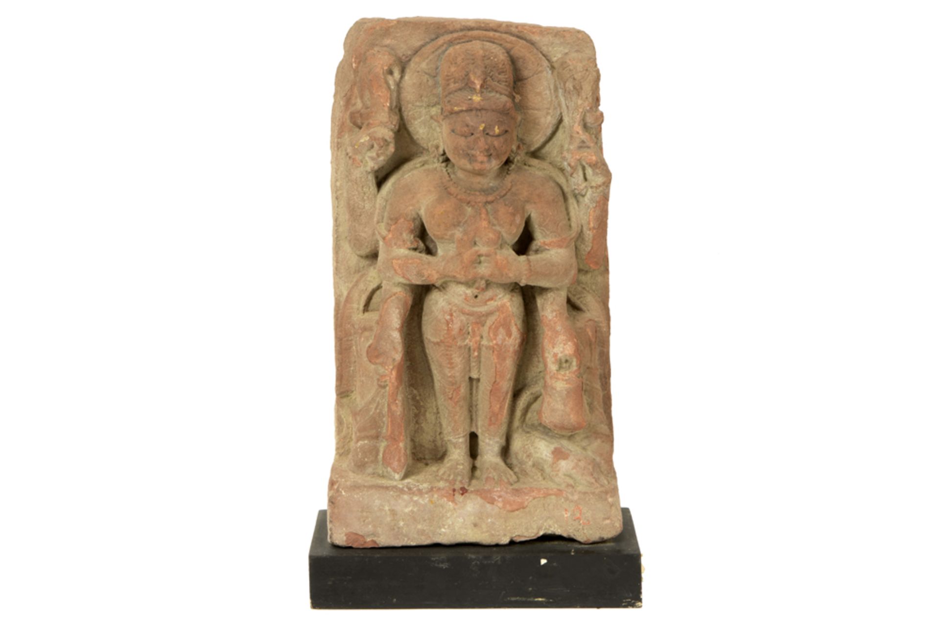 presumably 16th/17th Cent. Far East stone "Four armed Deity" sculpture ||VERRE OOSTEN - allicht